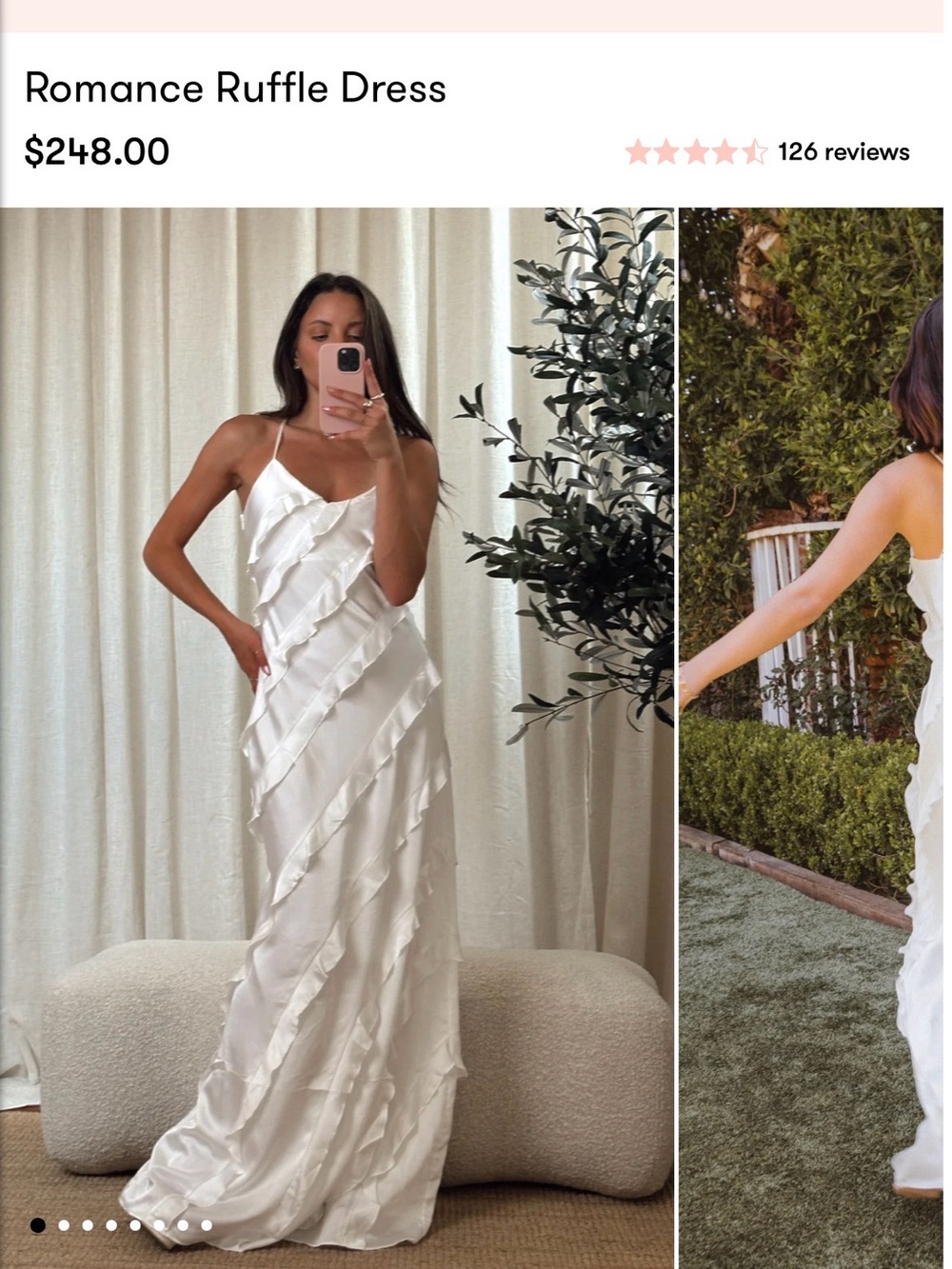 Show Me Your MuMu White Satin Romance Ruffle Dress